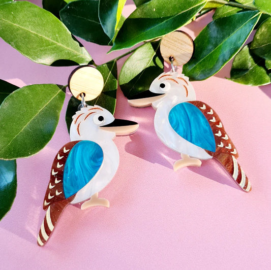 WAHBOO- Kookaburra Stud Dangle Earrings