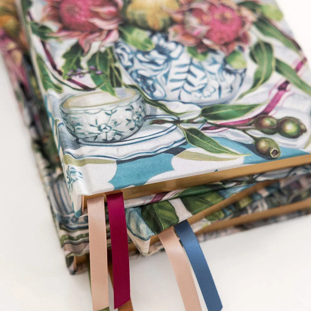 BESPOKE LETTERPRESS - Linen Bound Journal Lined - Waratah in Blue