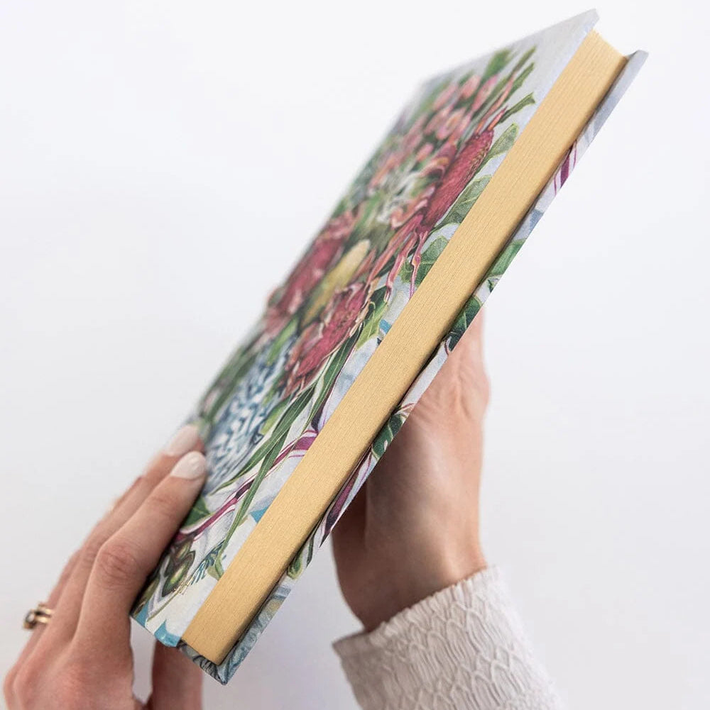 BESPOKE LETTERPRESS - Linen Bound Journal Lined - Waratah in Blue