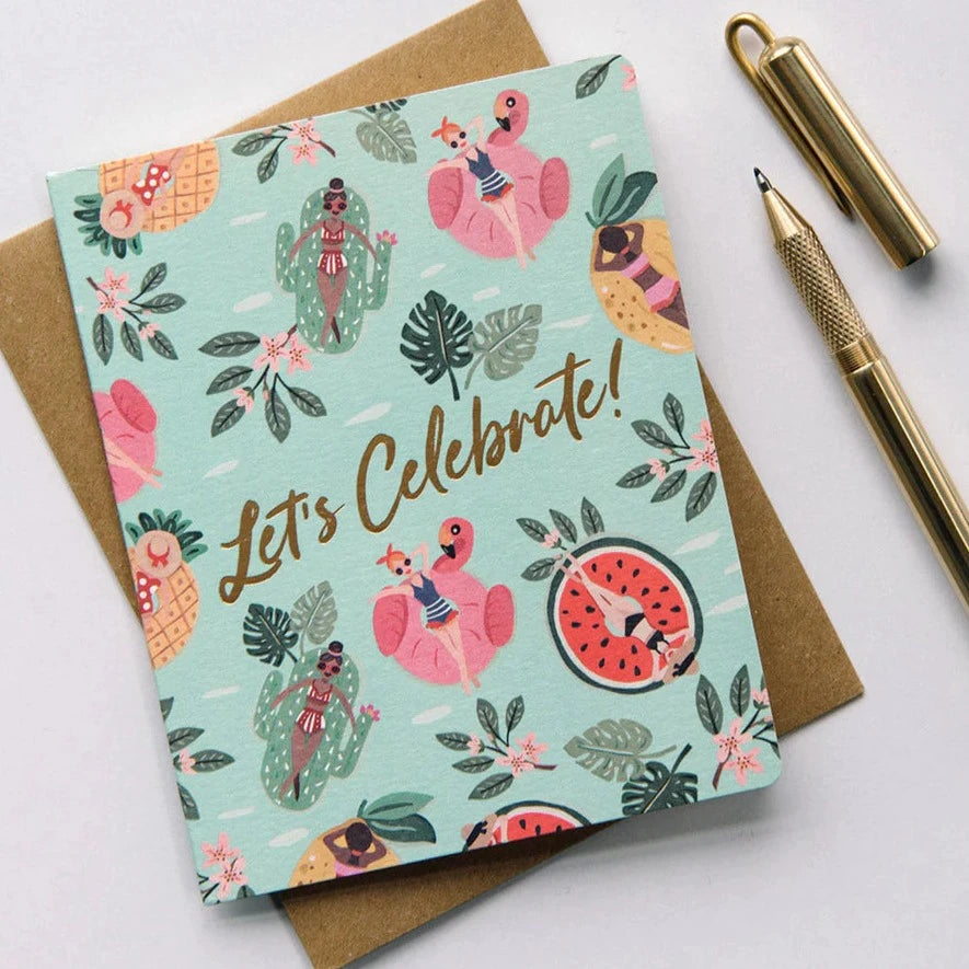 BESPOKE LETTERPRESS - "Let's Celebrate" Greeting Card