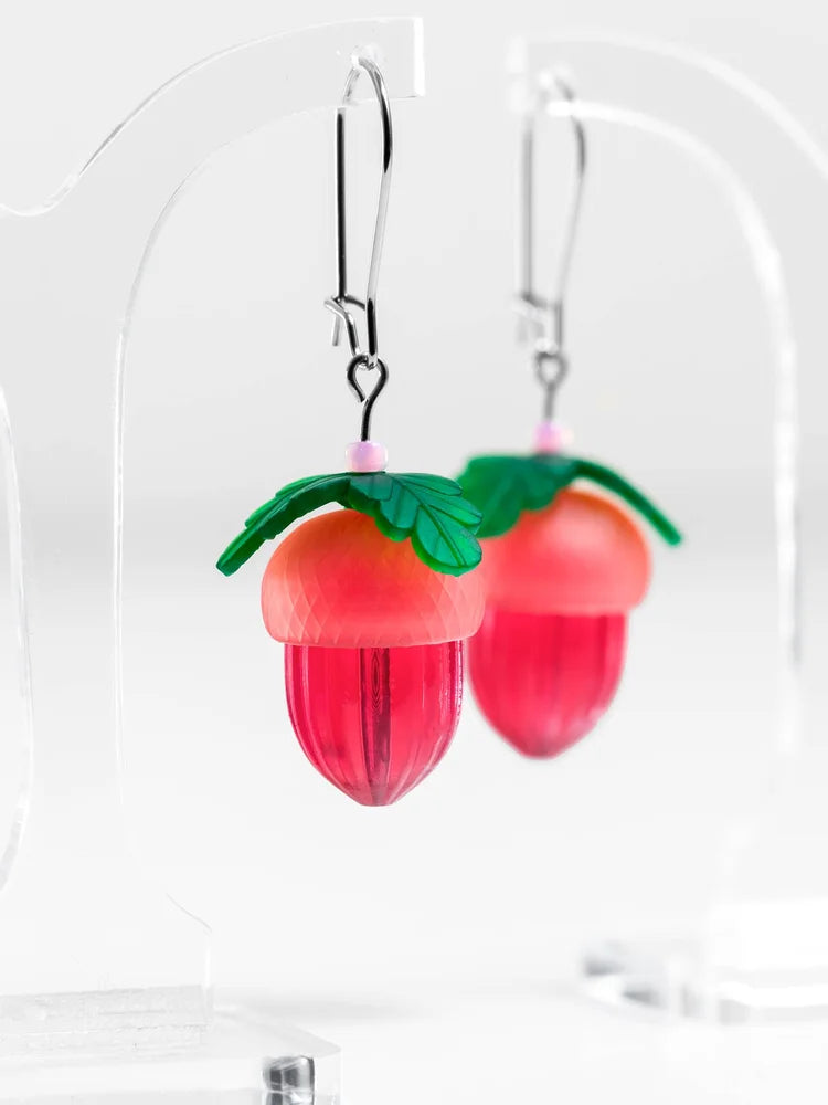 CLAIRE ISHINO- Lucky 'Peach Pink' Acorn Earrings