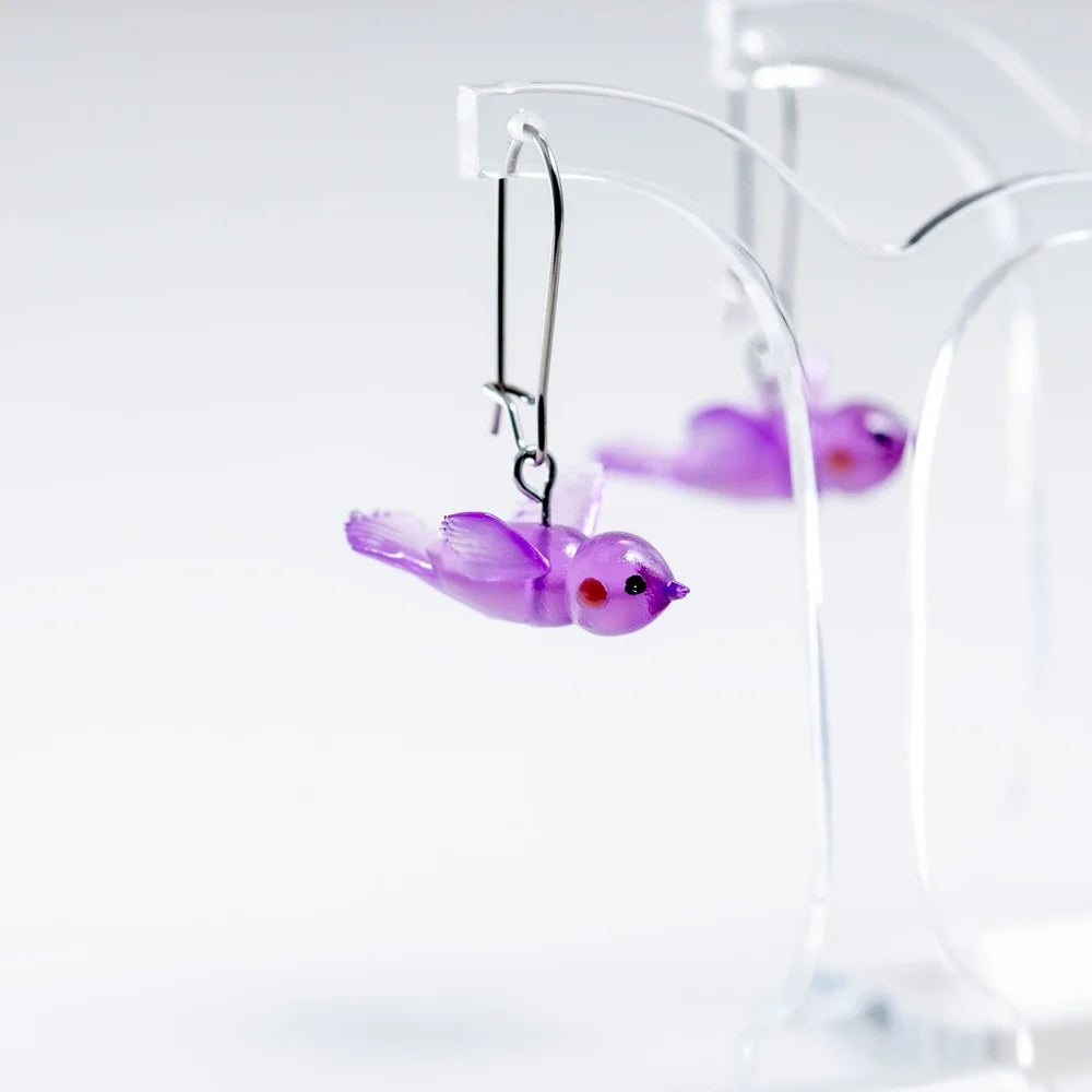 CLAIRE ISHINO- Lucky Bird Earrings - Lovely Lilac