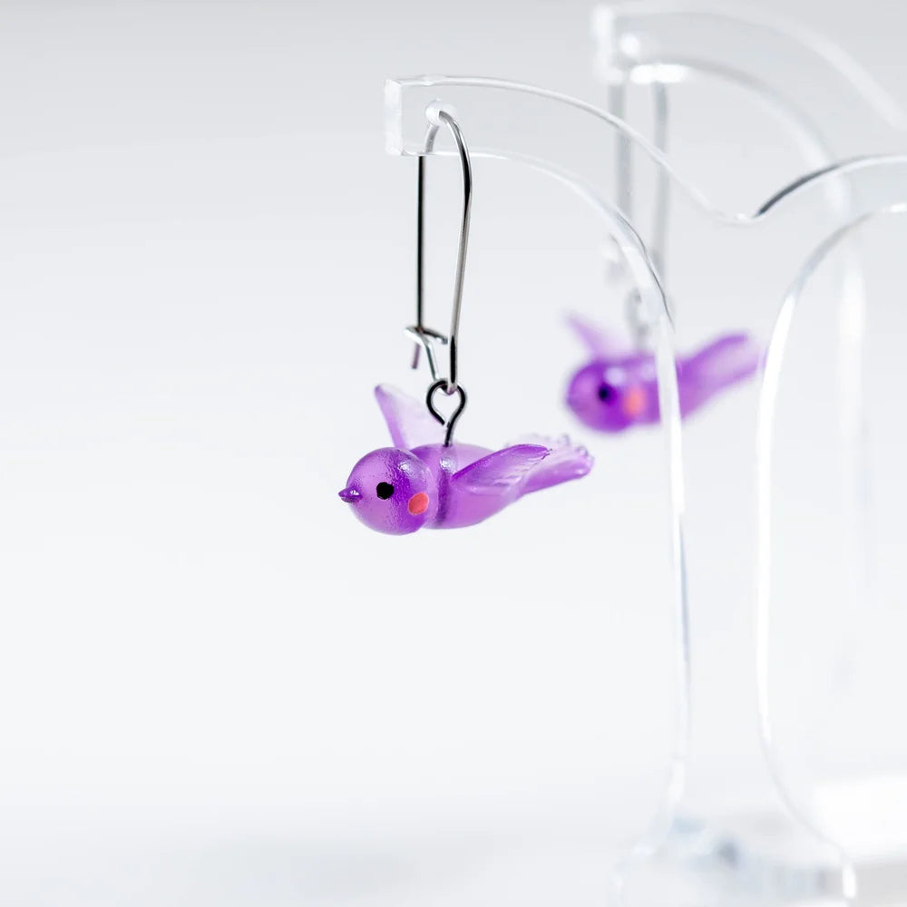 CLAIRE ISHINO- Lucky Bird Earrings - Lovely Lilac