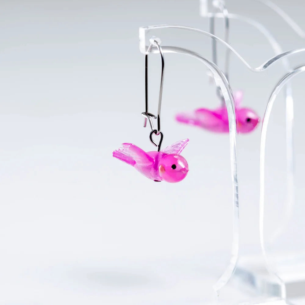 CLAIRE ISHINO- Lucky Bird Earrings - Playful Pink