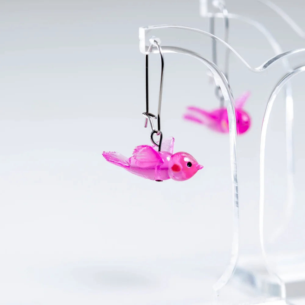 CLAIRE ISHINO- Lucky Bird Earrings - Playful Pink
