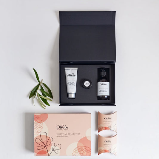 OLIEVE & OLIE- THREE PIECE GIFT BOXES- Lavender Rose Geranium (Pink Box)