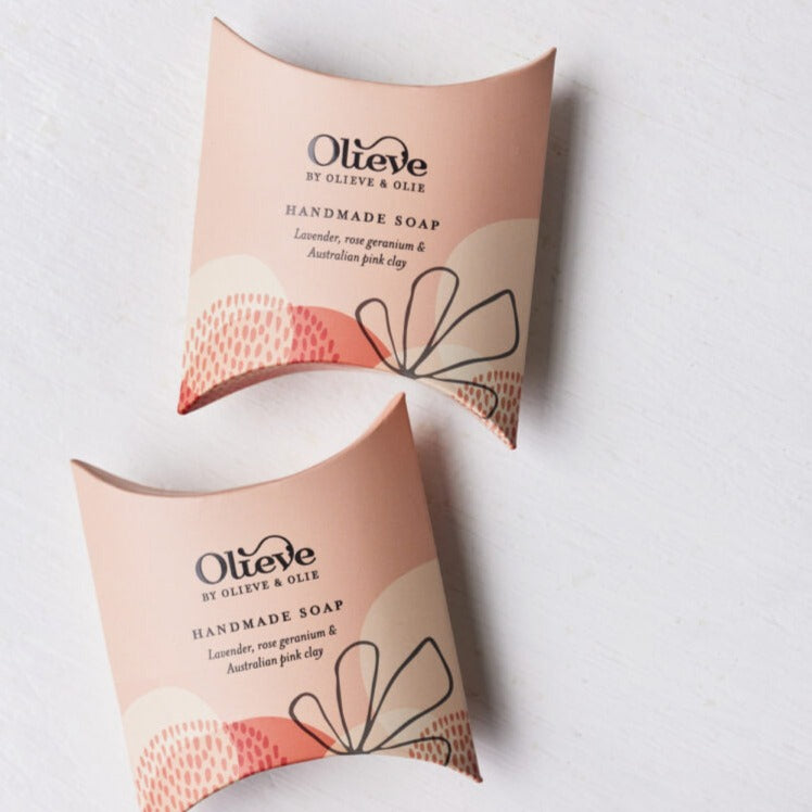 OLIEVE & OLIE- PILLOW BOX SOAPS- Lavender Rose Geranium (Pink)