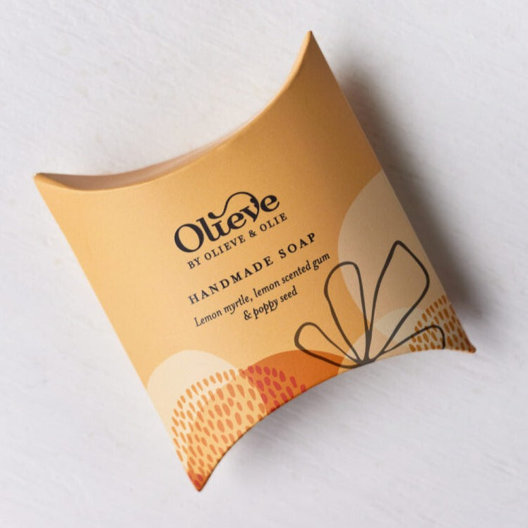 OLIEVE & OLIE- PILLOW BOX SOAPS- Lemon myrtle, Lemon scented gum & Poppy Seed (Orange)