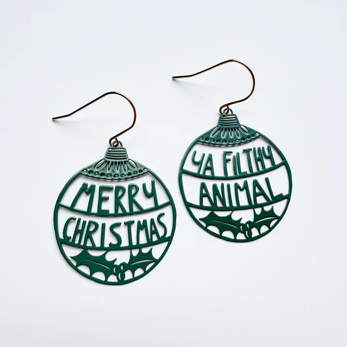 DENZ & CO- Merry Christmas Ya Filthy Animal earring in Spruce Green - DANGLE EARRINGS
