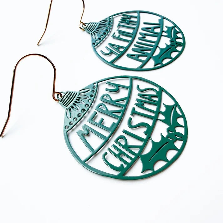 DENZ & CO- Merry Christmas Ya Filthy Animal earring in Spruce Green - DANGLE EARRINGS