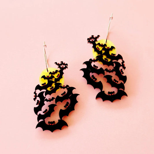 WAHBOO- Halloween Flying Bats Hoop Earrings