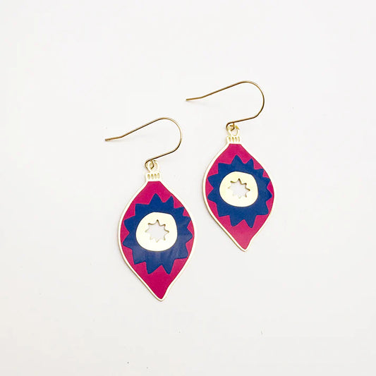DENZ & CO- Midi Vintage Bauble #1 earrings in Gold/Pink/Navy - DANGLE EARRINGS