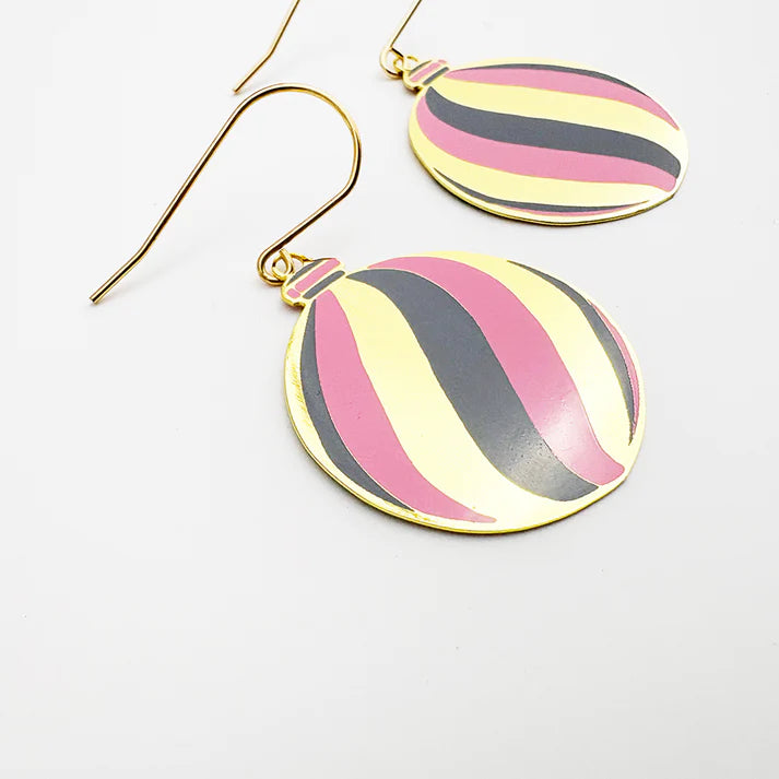 DENZ & CO- Midi Vintage Bauble #2 earrings in Gold/Pink/Grey - DANGLE EARRINGS