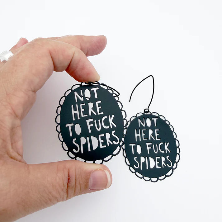 DENZ & CO - "Not Here to F**k Spiders" earrings in Black