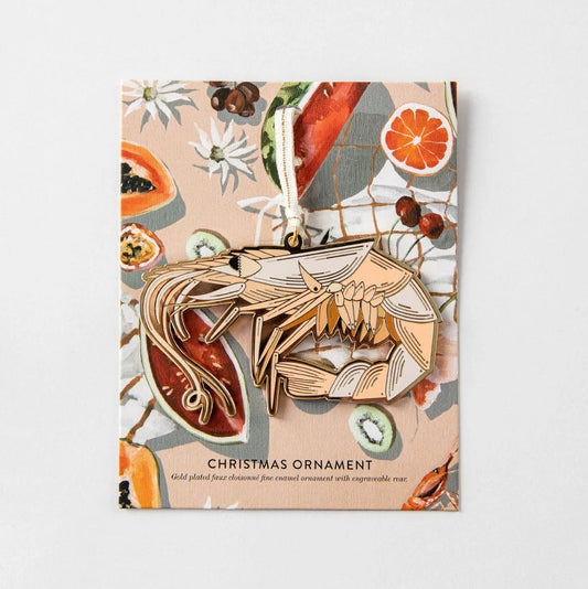 BESPOKE LETTERPRESS - Prawn- Fine Enamel Christmas Ornament