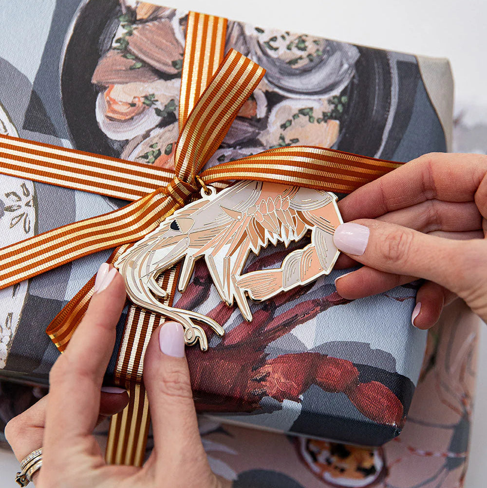 BESPOKE LETTERPRESS - Prawn- Fine Enamel Christmas Ornament