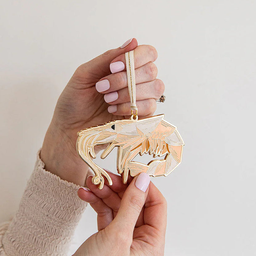 BESPOKE LETTERPRESS - Prawn- Fine Enamel Christmas Ornament