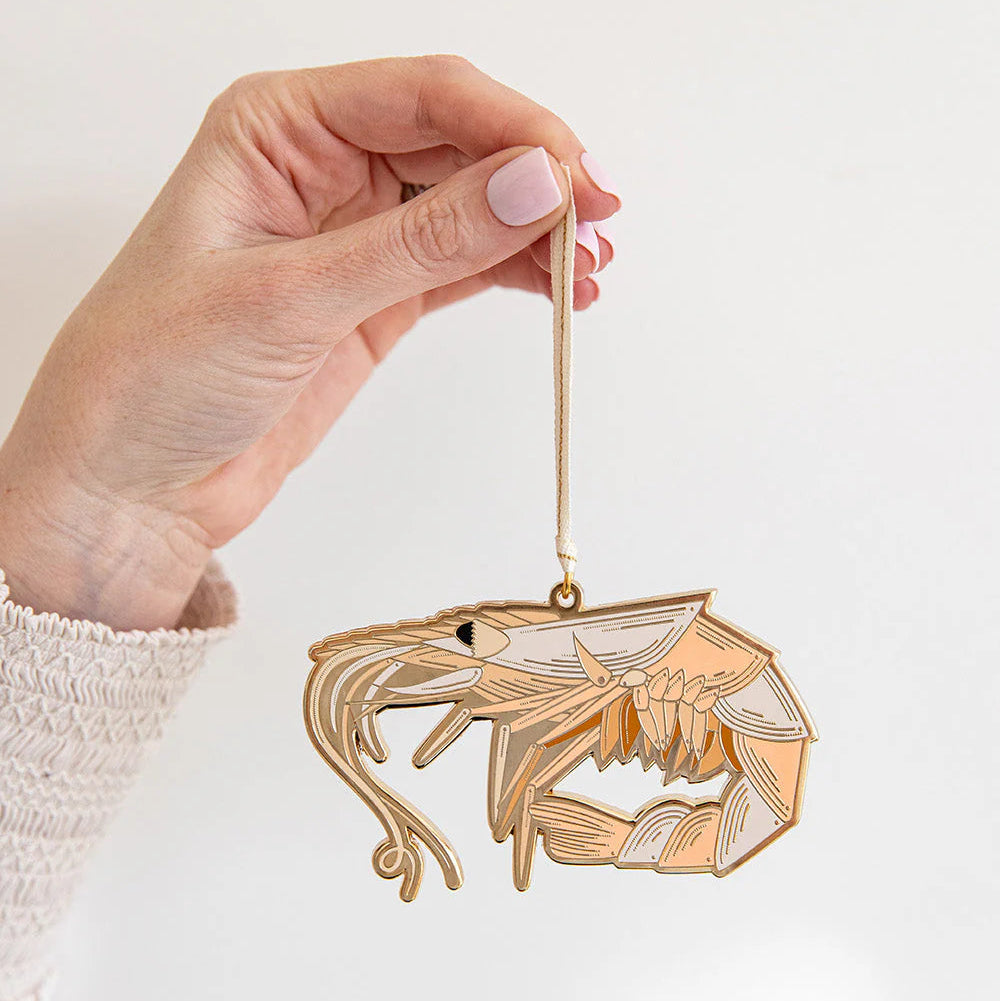 BESPOKE LETTERPRESS - Prawn- Fine Enamel Christmas Ornament
