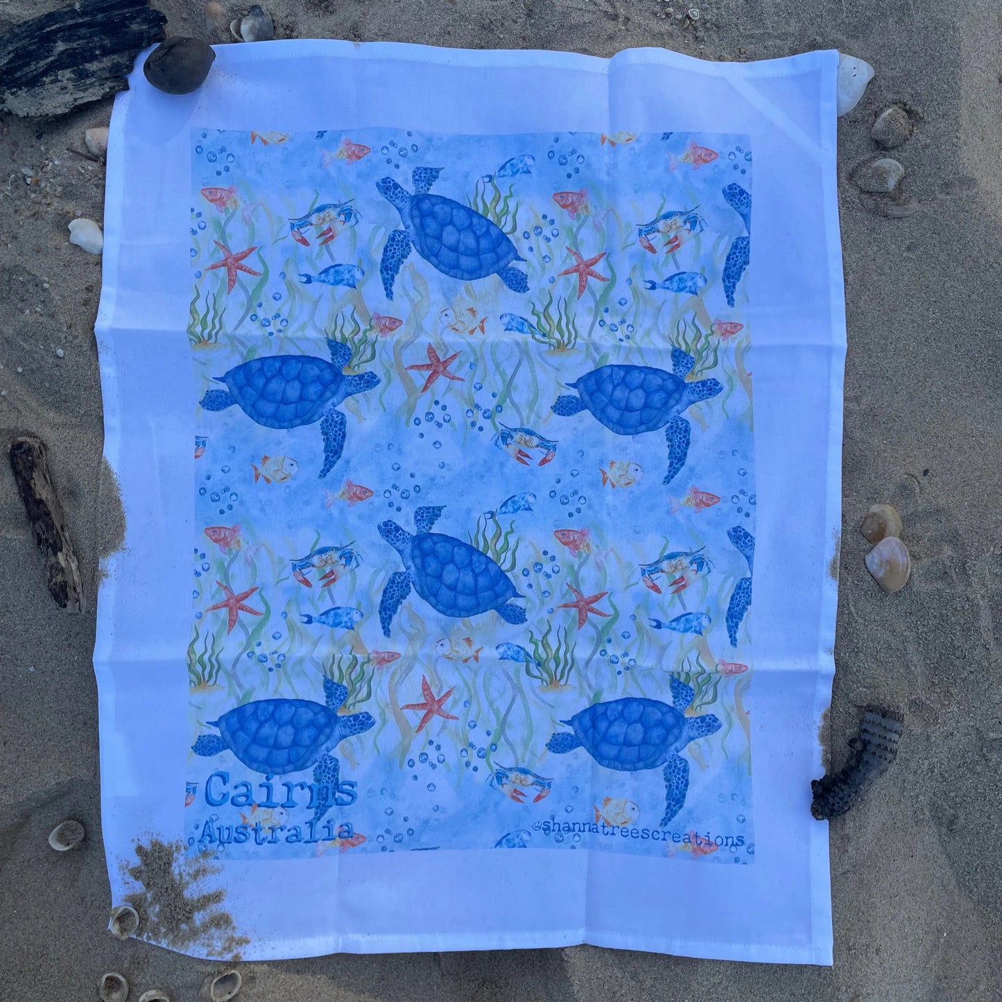 Shanna Trees Creations- "Turtles" Cotton Tea Towel