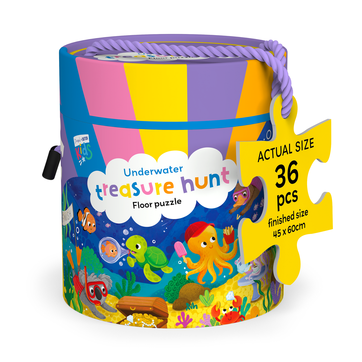 DIESEL AND DUTCH - Underwater  Treasure Hunt - Kids 36pc Floor Puzzle