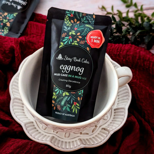 STORYBOOK CAKES - Eggnog Mud Cake in a Mug