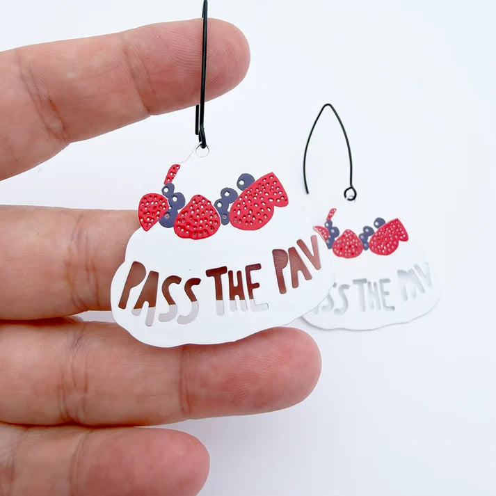 DENZ & CO- Christmas - Pass the Pav earrings in White, Pink and Purple - DANGLE EARRINGS