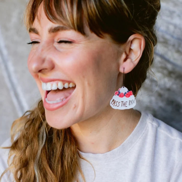 DENZ & CO- Christmas - Pass the Pav earrings in White, Pink and Purple - DANGLE EARRINGS