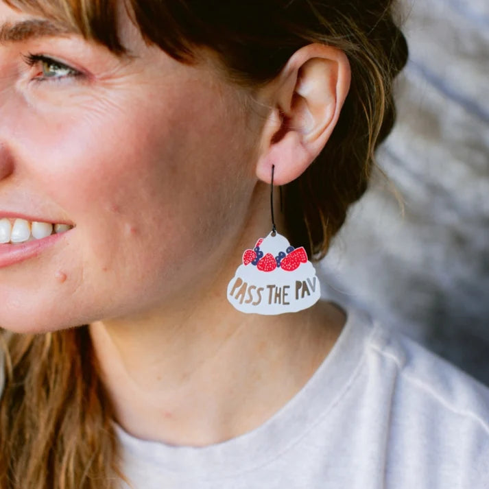 DENZ & CO- Christmas - Pass the Pav earrings in White, Pink and Purple - DANGLE EARRINGS