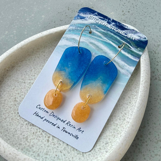 BRENDA STONE ART - Ocean Long Drop Hoop Earrings 4