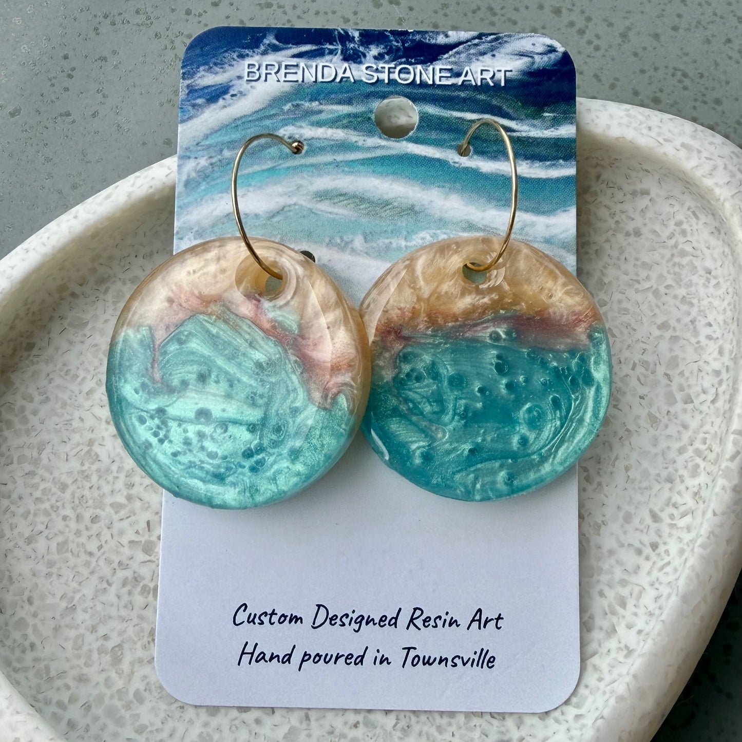 BRENDA STONE ART - Sunset Beach Porthole Hoop Earrings 1