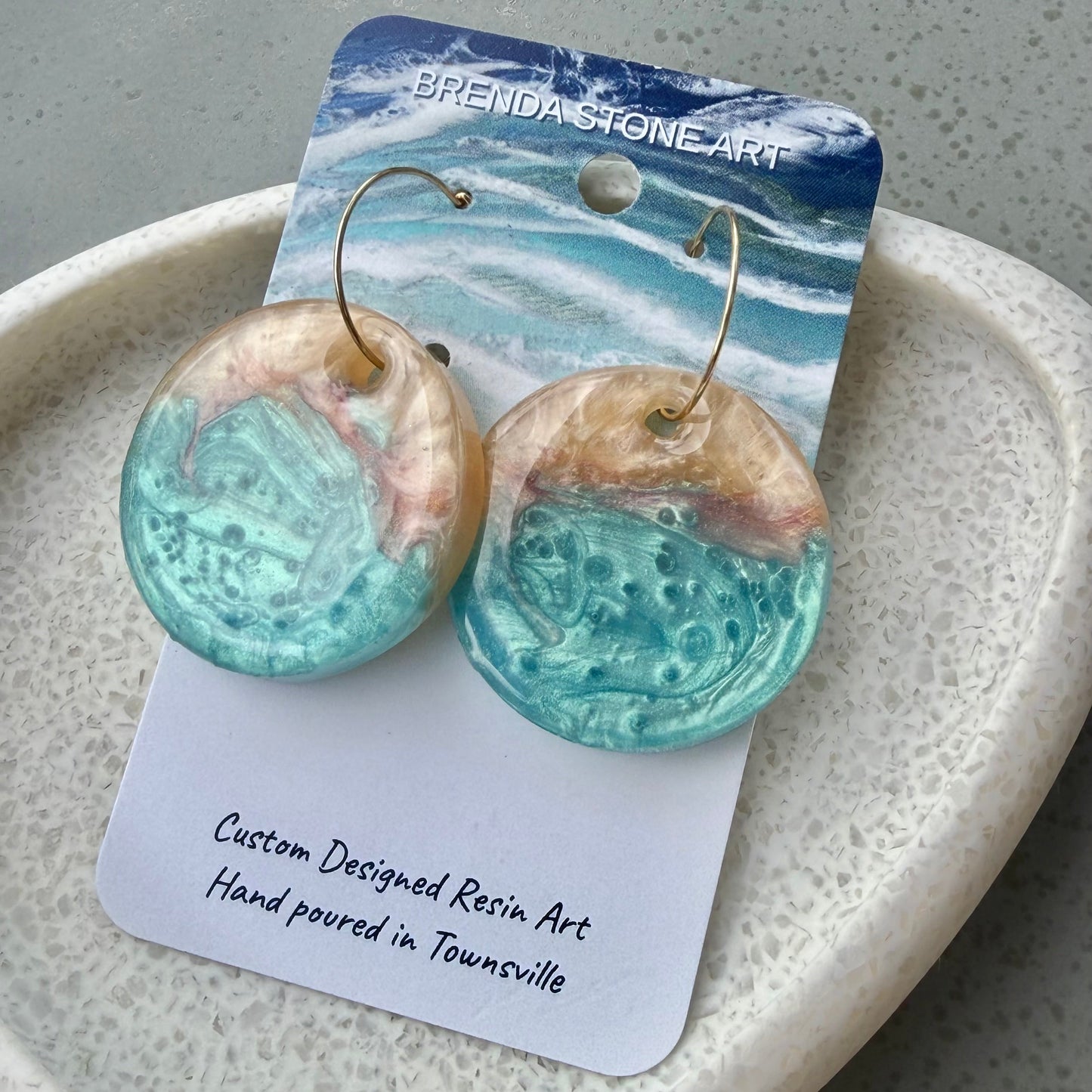 BRENDA STONE ART - Sunset Beach Porthole Hoop Earrings 1