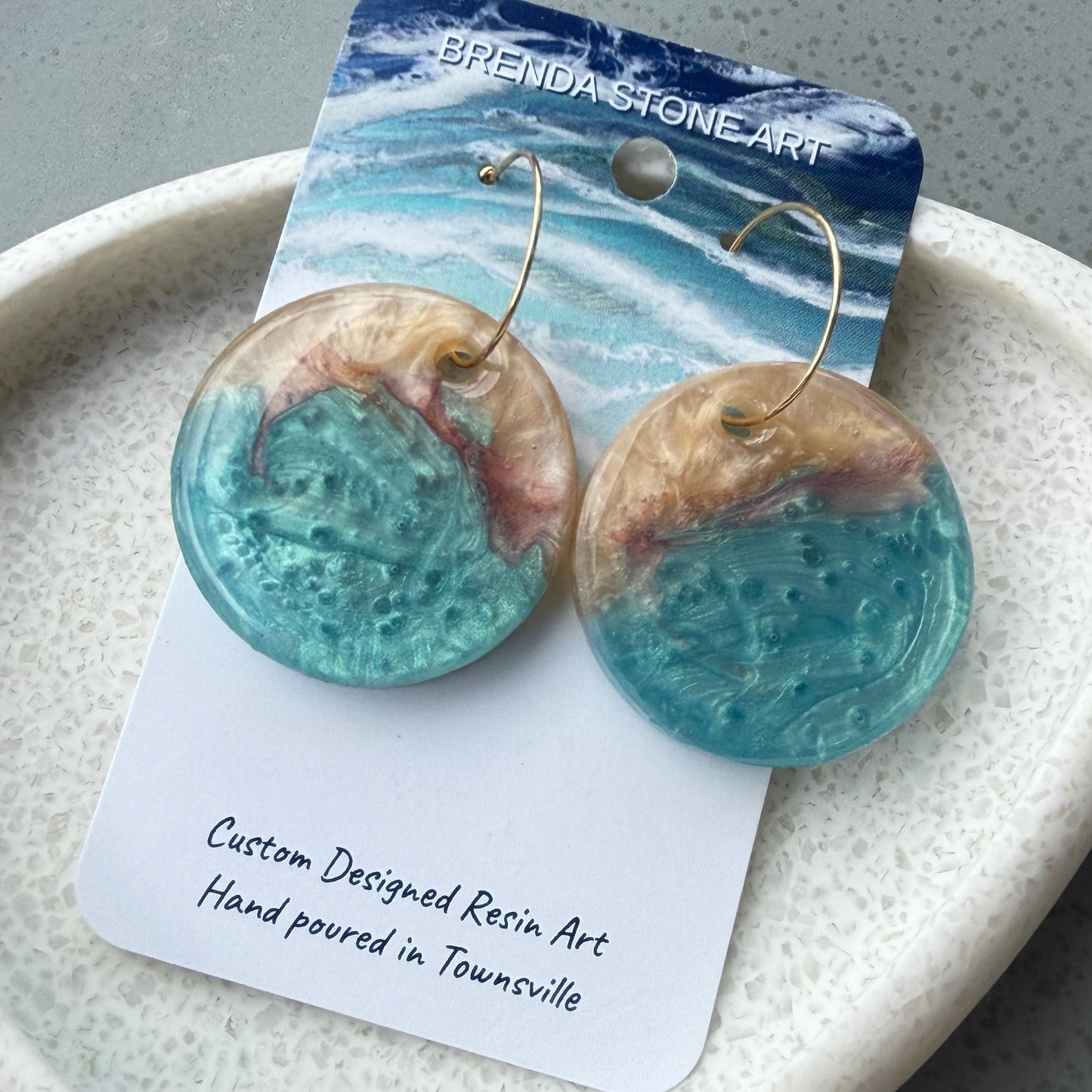 BRENDA STONE ART - Sunset Beach Porthole Hoop Earrings 1