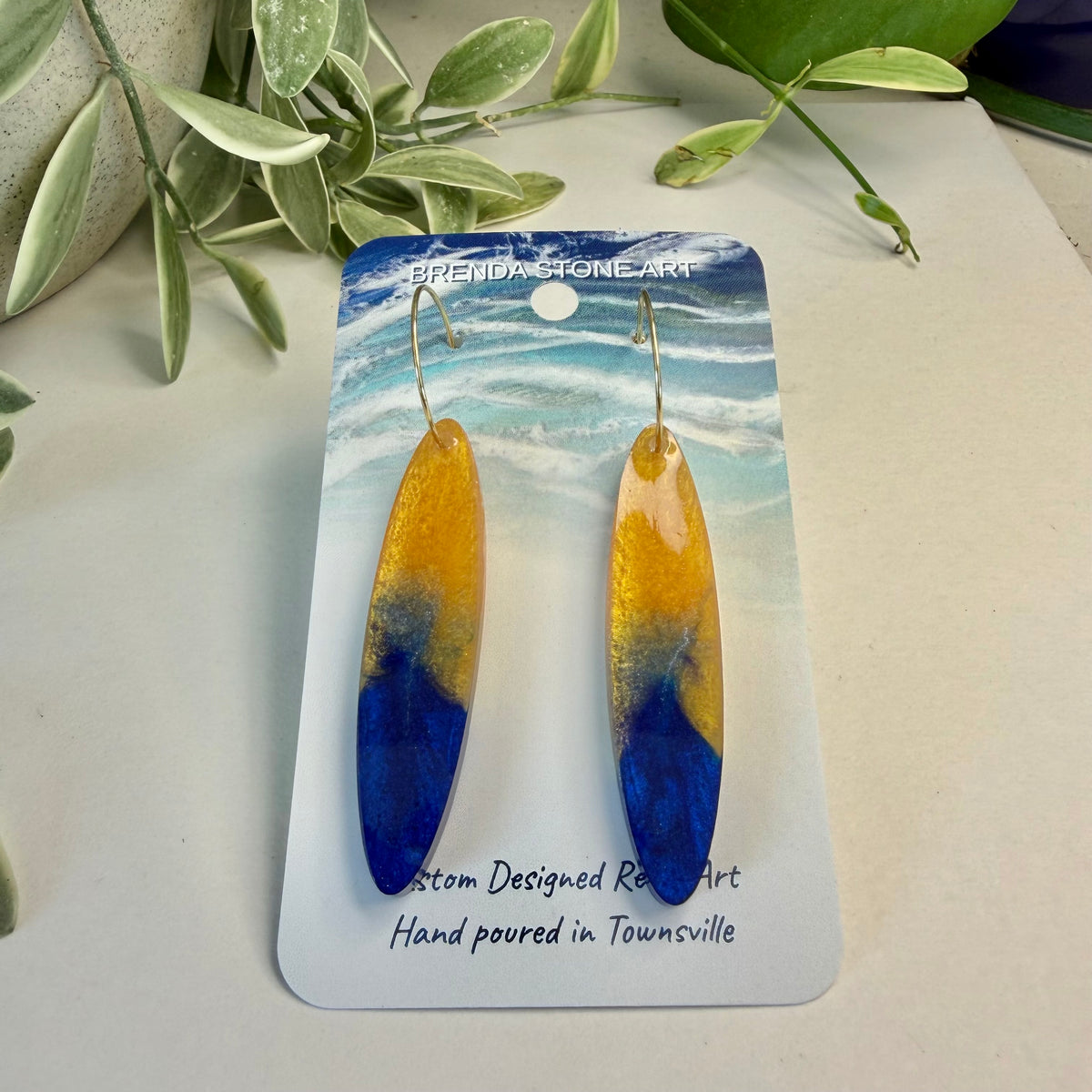 BRENDA STONE ART - Ocean Tear Long Hoop Earrings 3