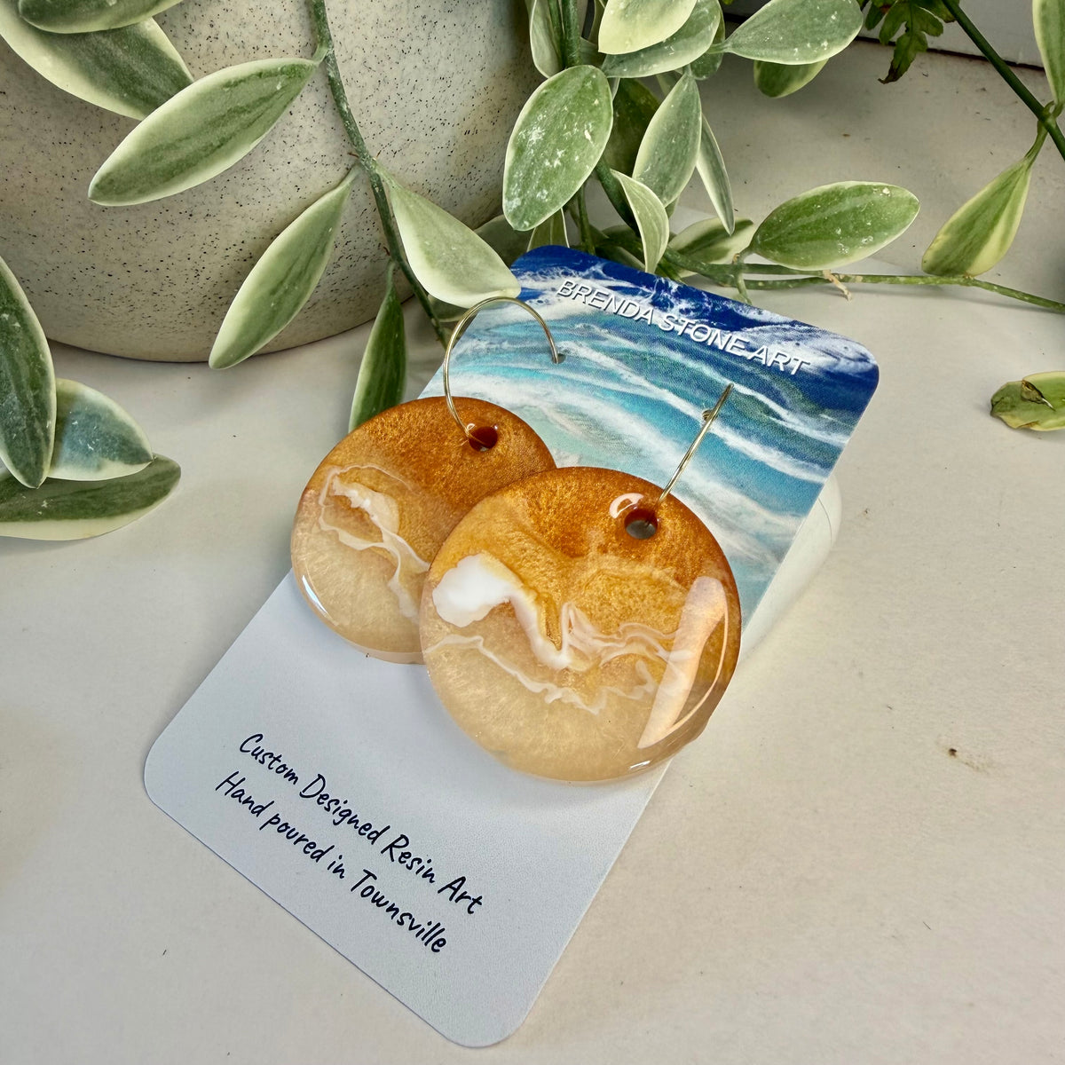 BRENDA STONE ART - Sunset Beach Porthole Hoop Earrings 1