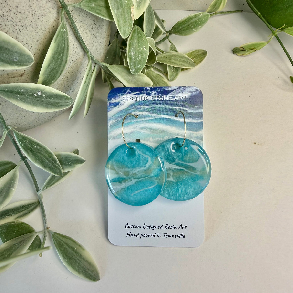 BRENDA STONE ART - Round Ocean Porthole Hoop Earrings 1