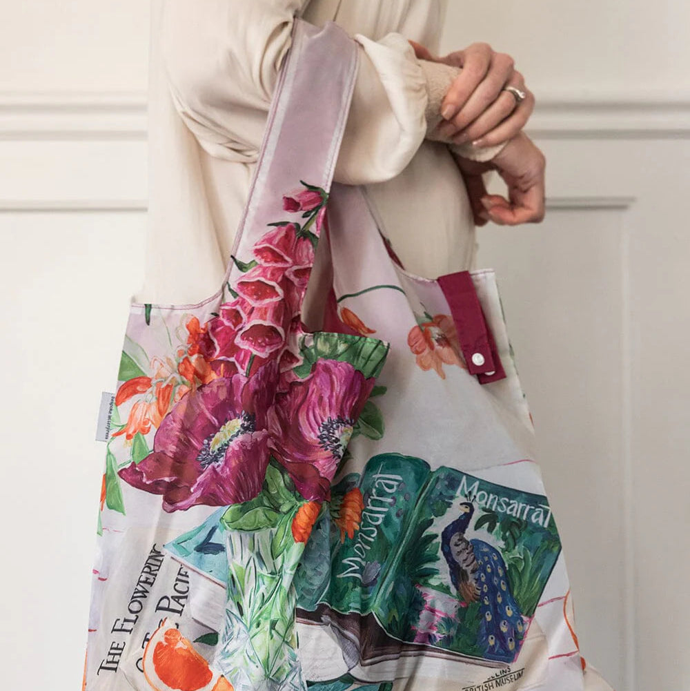 BESPOKE LETTERPRESS - Poppies & Foxgloves - Reusable Large Shopping Bag