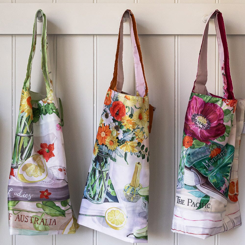BESPOKE LETTERPRESS - Poppies & Foxgloves - Reusable Large Shopping Bag
