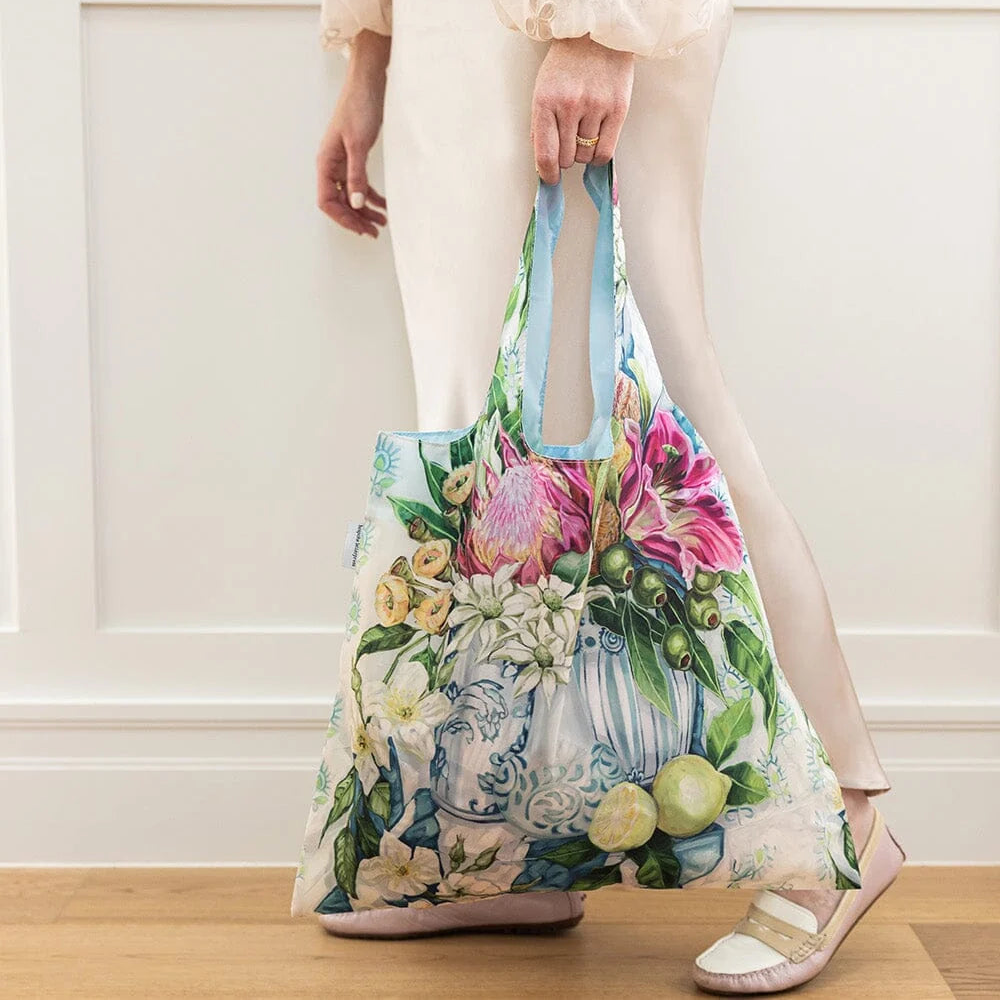 BESPOKE LETTERPRESS - Three Vases with Lemon - Reusable Large Shopping Bag