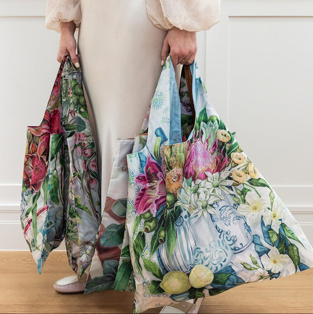 BESPOKE LETTERPRESS - Three Vases with Lemon - Reusable Large Shopping Bag