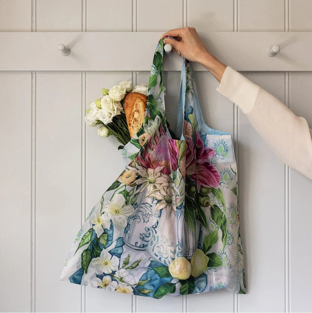 BESPOKE LETTERPRESS - Three Vases with Lemon - Reusable Large Shopping Bag