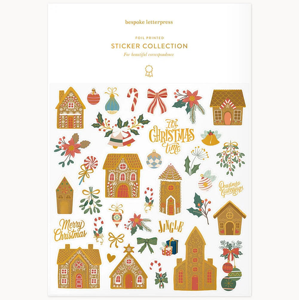BESPOKE LETTERPRESS - "Gingerbread Houses" Sticker Collection