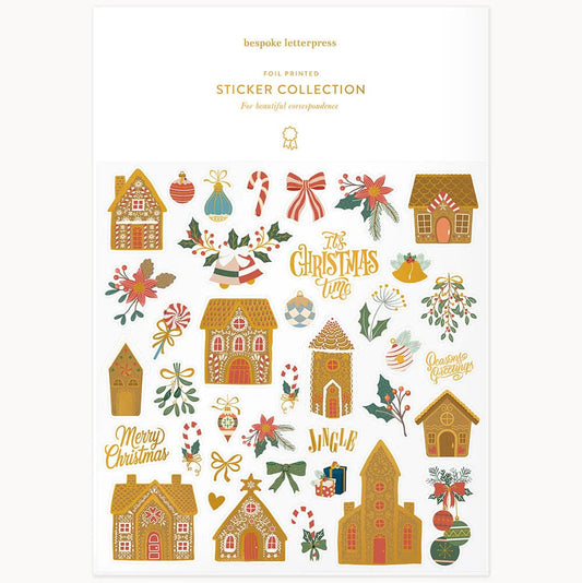 BESPOKE LETTERPRESS - "Gingerbread Houses" Sticker Collection