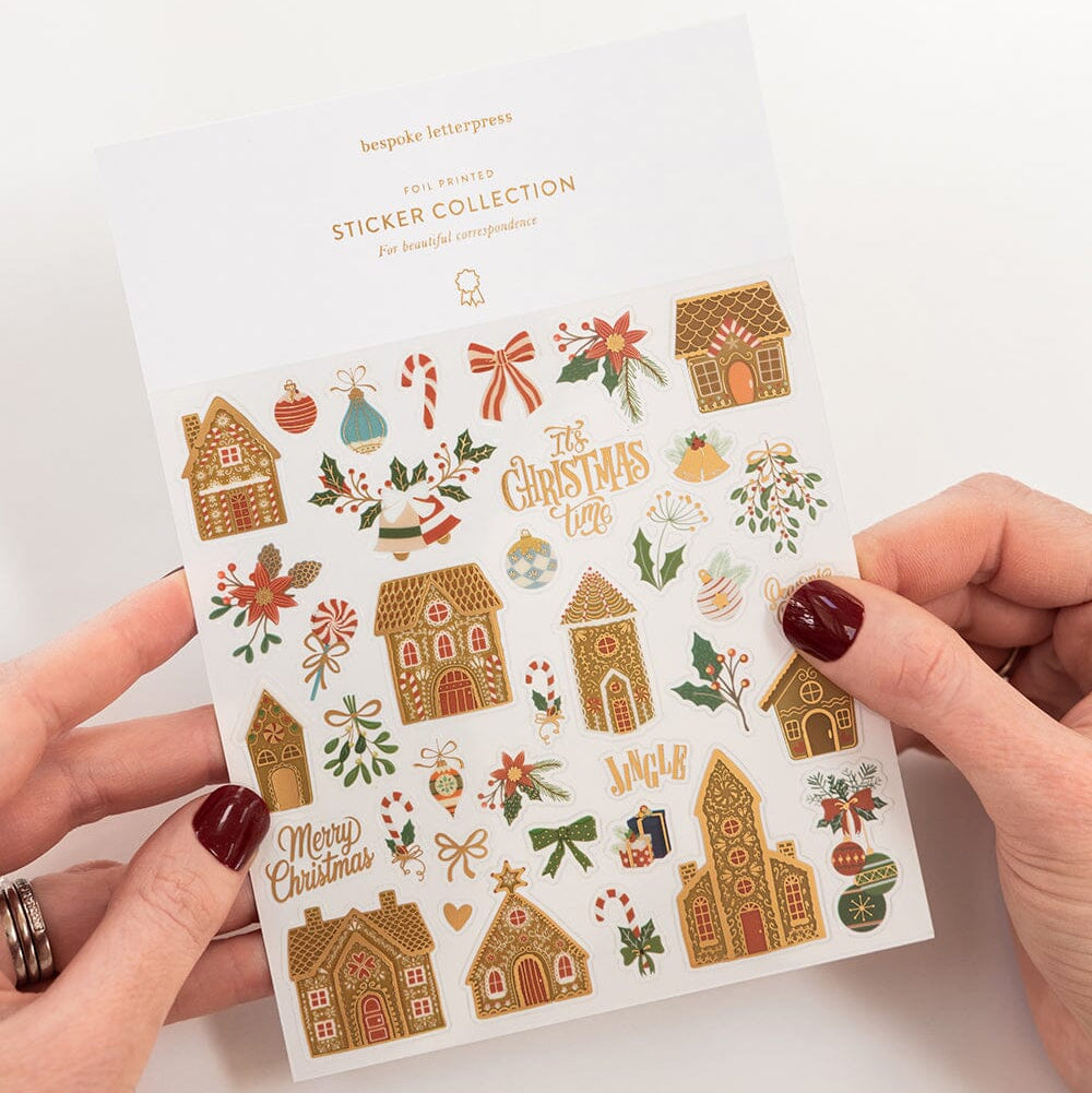 BESPOKE LETTERPRESS - "Gingerbread Houses" Sticker Collection