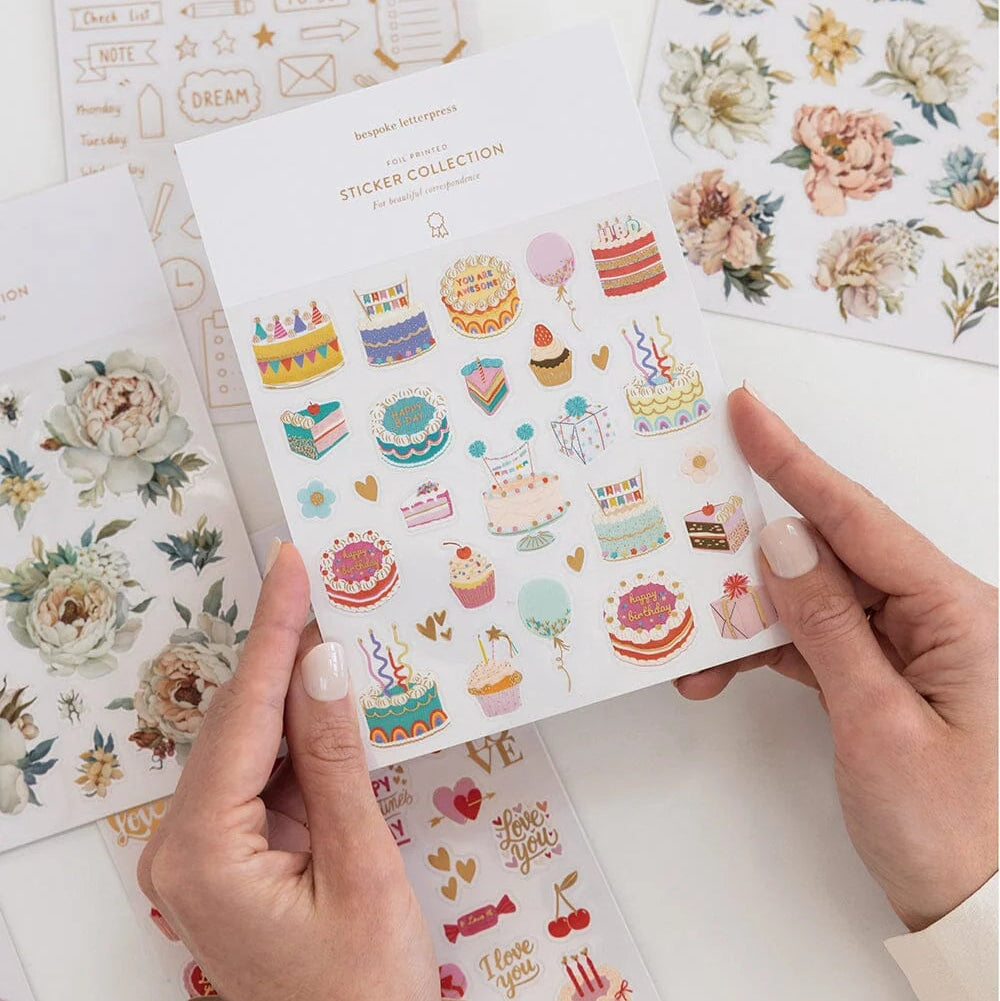 BESPOKE LETTERPRESS - Birthday Cake Sticker Sheet