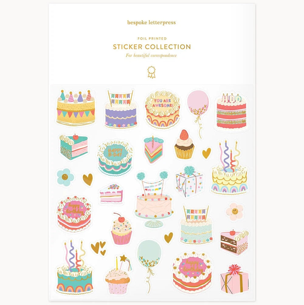 BESPOKE LETTERPRESS - Birthday Cake Sticker Sheet