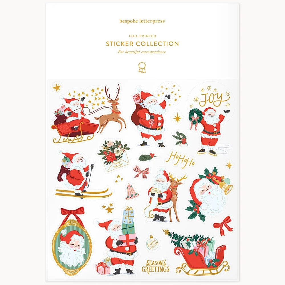 BESPOKE LETTERPRESS - "Christmas Cheerful Santa" Sticker Collection