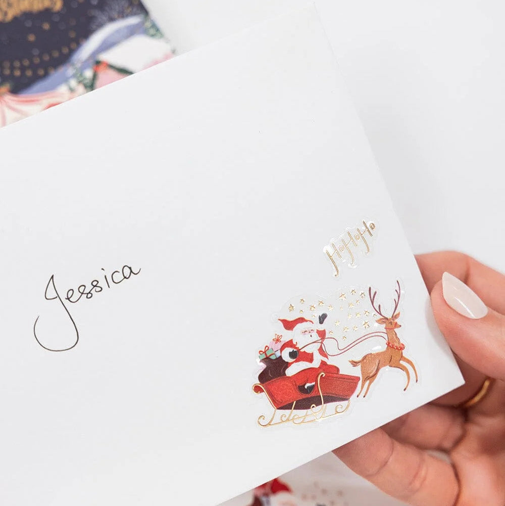 BESPOKE LETTERPRESS - "Christmas Cheerful Santa" Sticker Collection