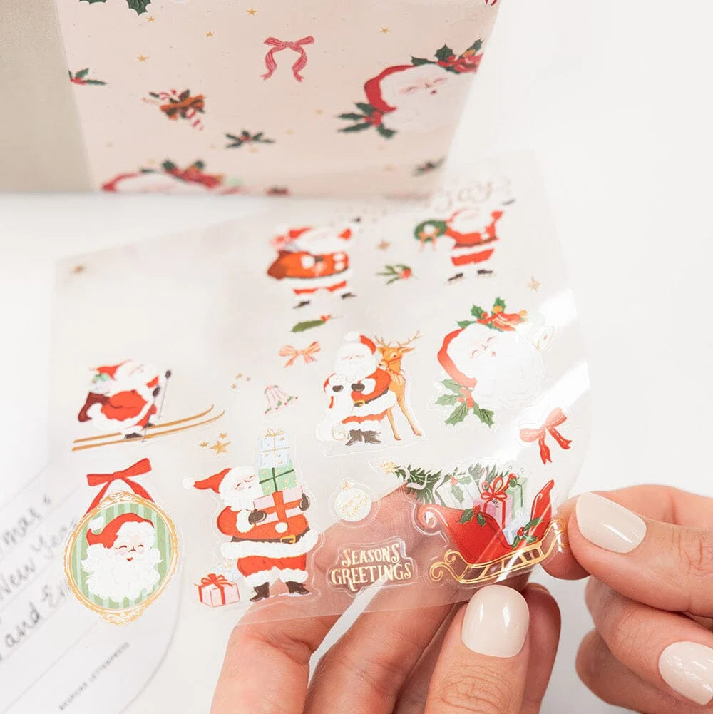 BESPOKE LETTERPRESS - "Christmas Cheerful Santa" Sticker Collection