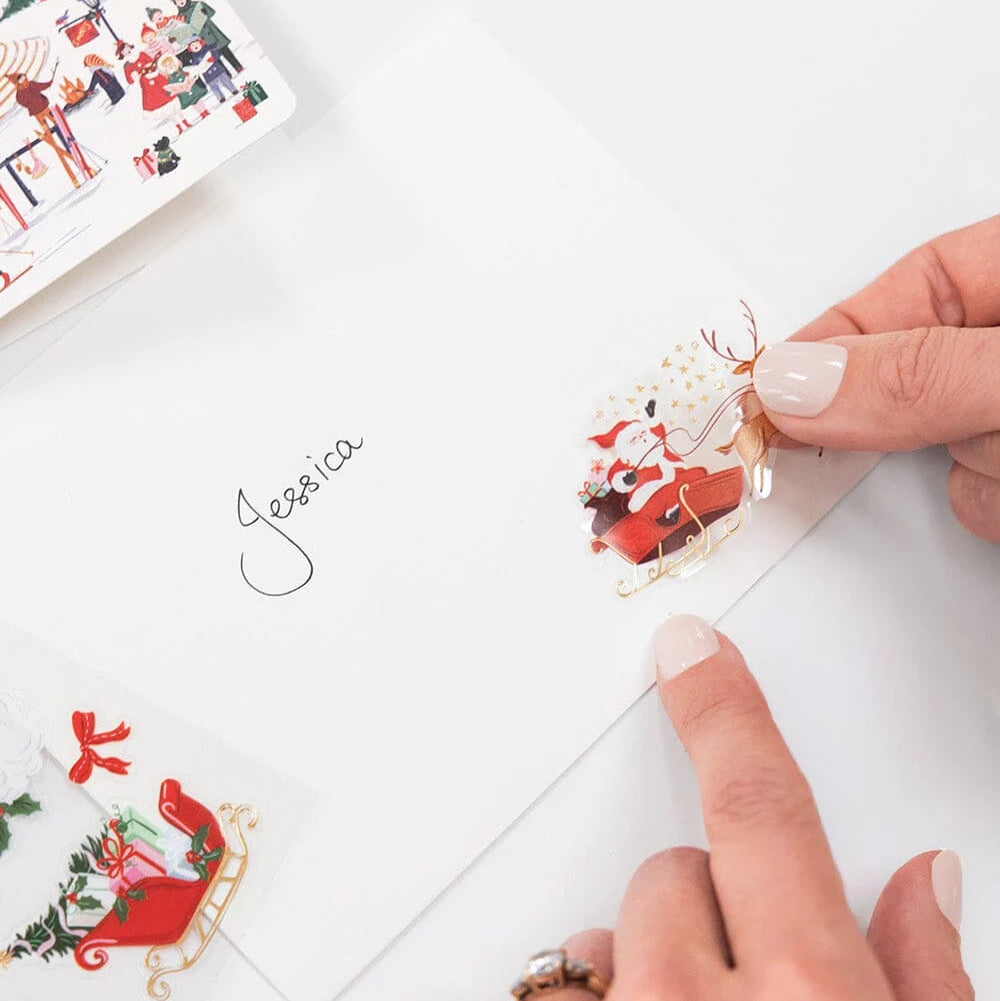 BESPOKE LETTERPRESS - "Christmas Cheerful Santa" Sticker Collection