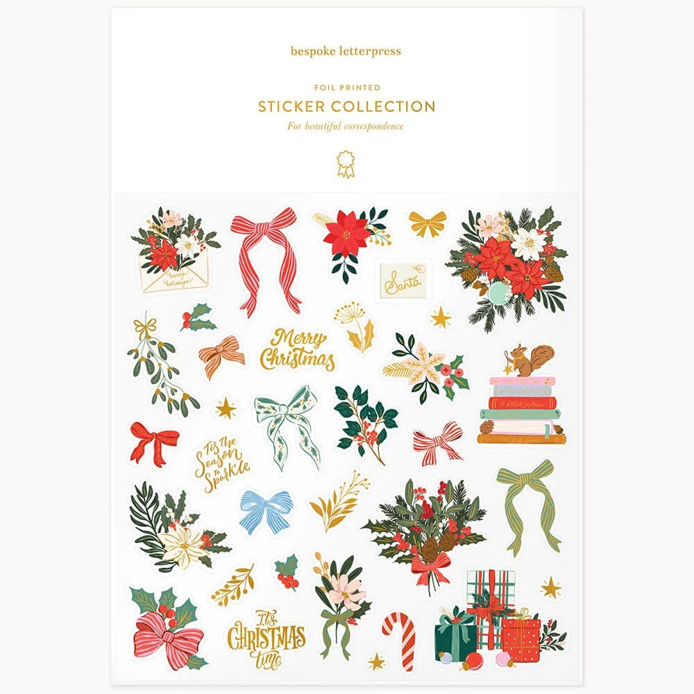 BESPOKE LETTERPRESS - "Christmas Bows & Florals" Sticker Collection